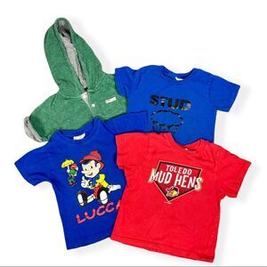 Bundle of 4 Boy's Tees Size 3T- Gap, Stud Muffin, Pinocchio, and Toledo Mud Hens
